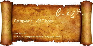 Caspari Ákos névjegykártya